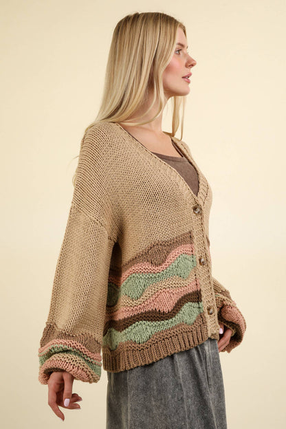 Milliana's Taupe Knit Sweater Cardigan