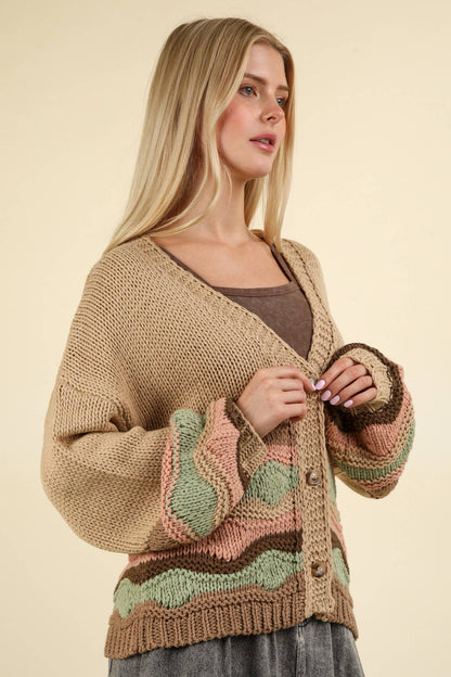 Milliana's Taupe Knit Sweater Cardigan