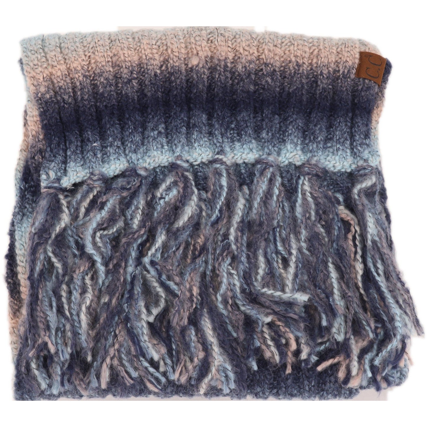 Ombre Knit Scarf with Fringe