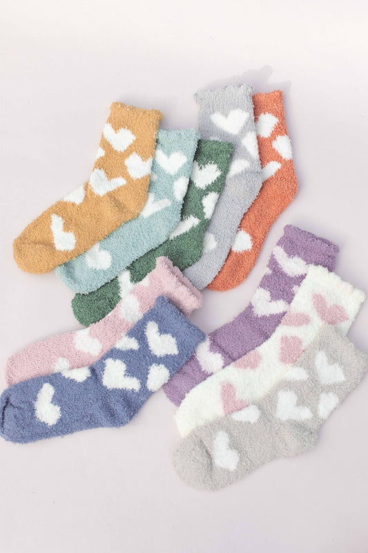 Fuzzy Heart Socks