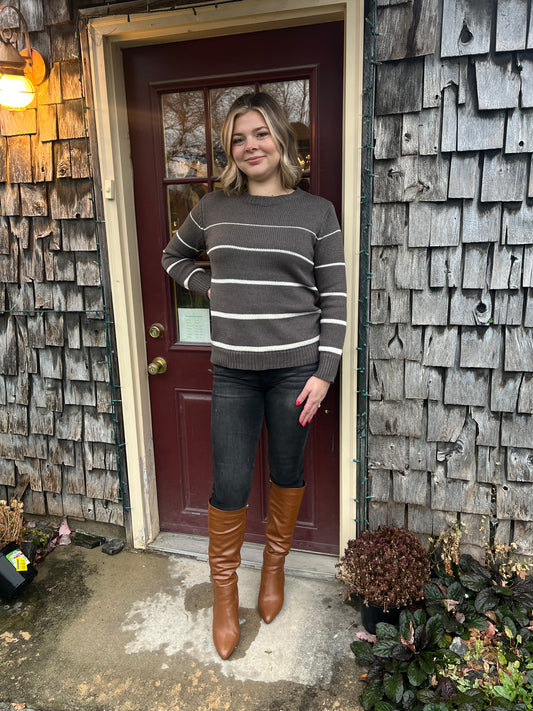 Edwina's Charcoal Width Stripe Sweater