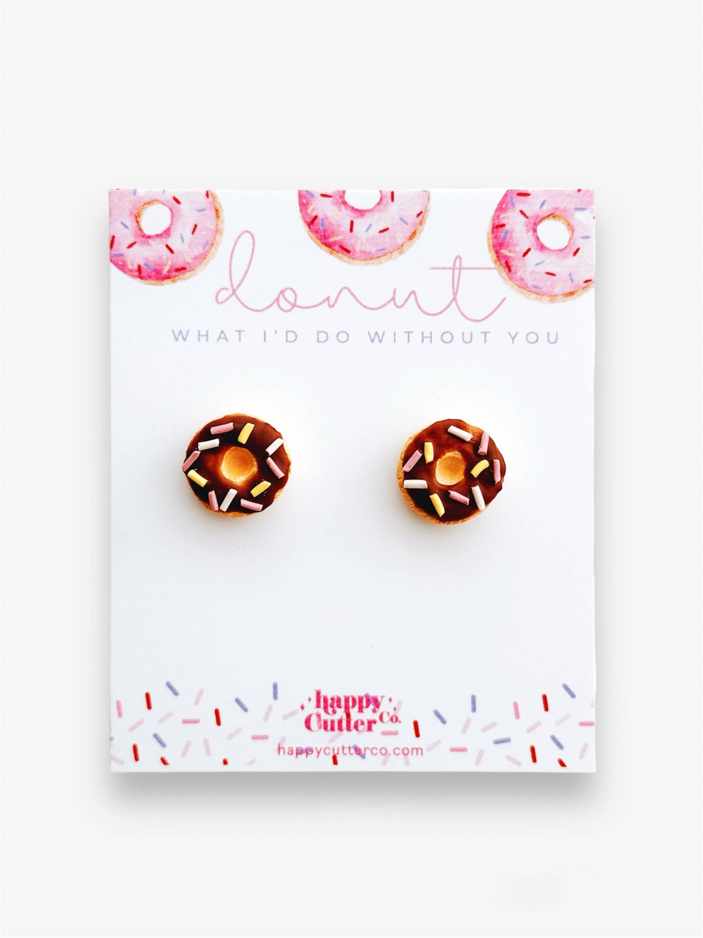 Chocolate Sprinkled Donut Clay Stud Earrings | Foodie Gift