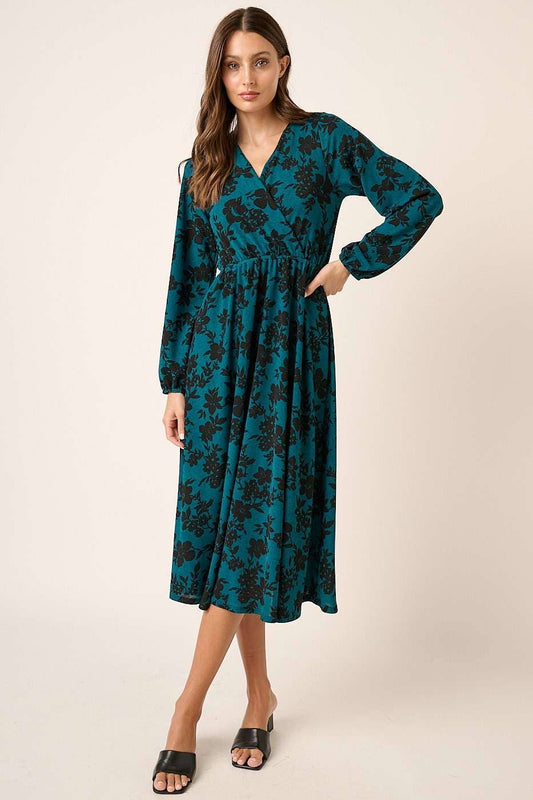 Jovie's Teal Surplice Midi Dress