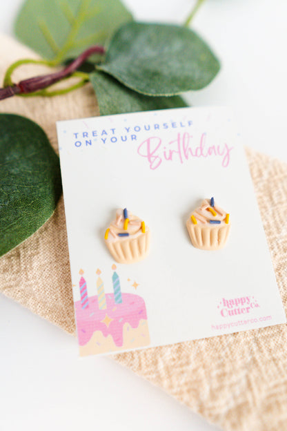 Vanilla Cupcake Birthday Clay Studs | Birthday Card Gift