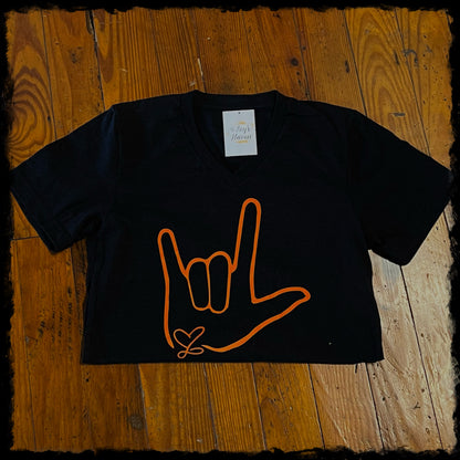 Heather Black/Orange Ivy's _\m/ Tee