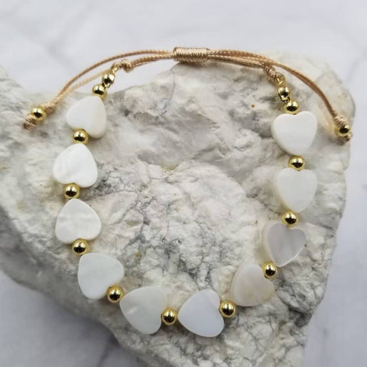 Heart Beaded Shell Bracelet