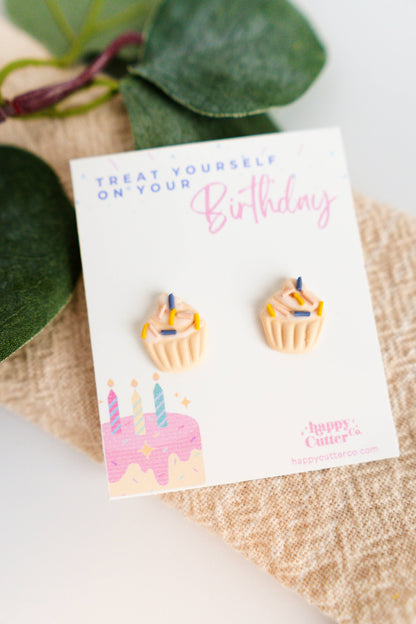 Vanilla Cupcake Birthday Clay Studs | Birthday Card Gift