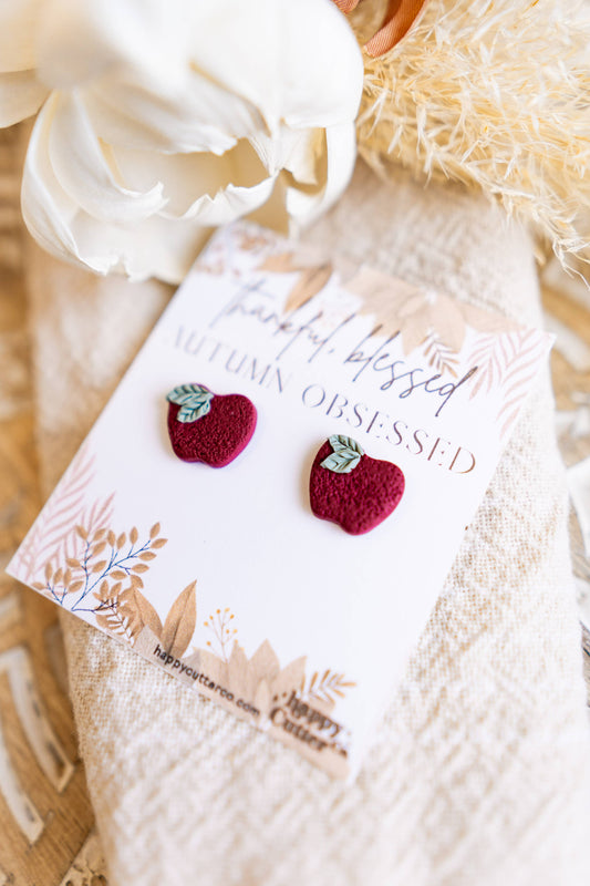 Apple Stud Earrings | Fall Clay Earrings