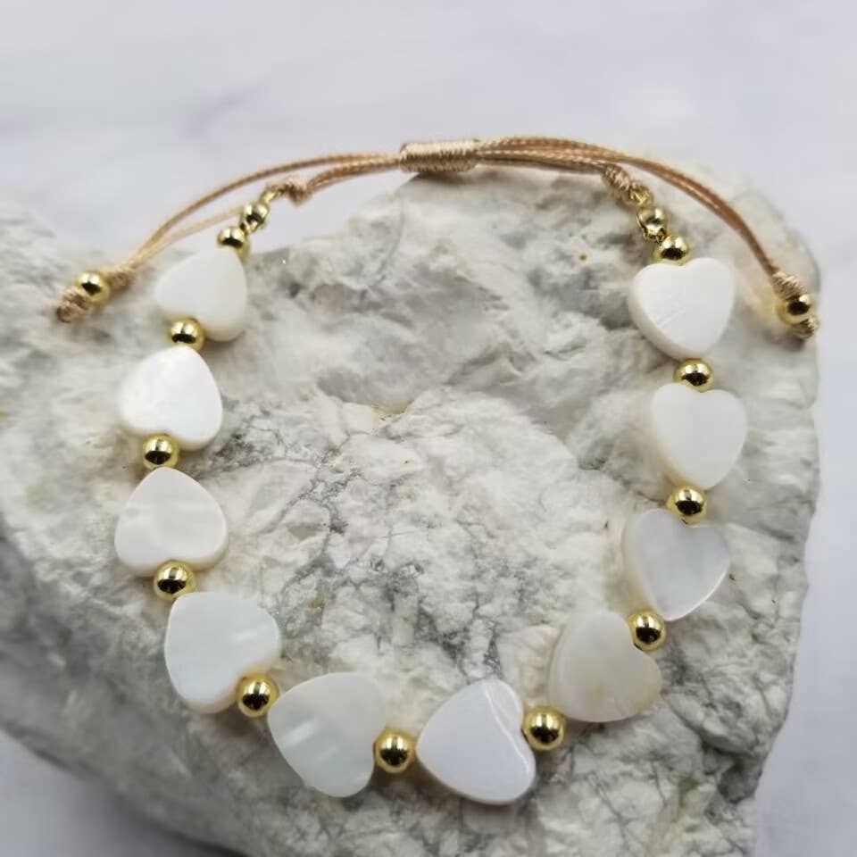 Heart Beaded Shell Bracelet