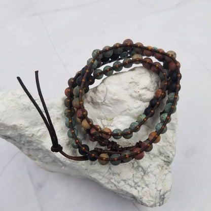 Handmade Weaving Agate Stone Layered Bracelet