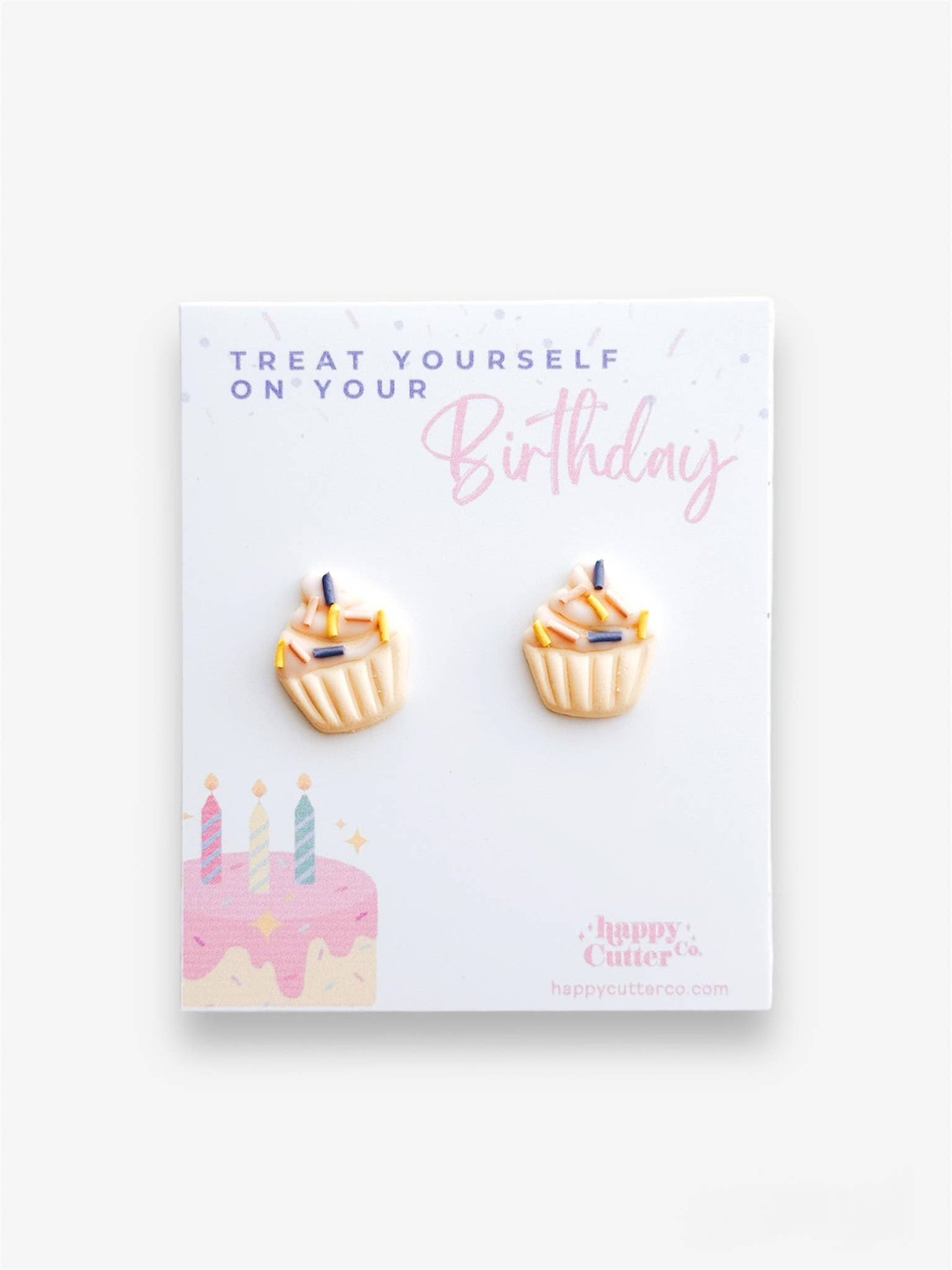 Vanilla Cupcake Birthday Clay Studs | Birthday Card Gift