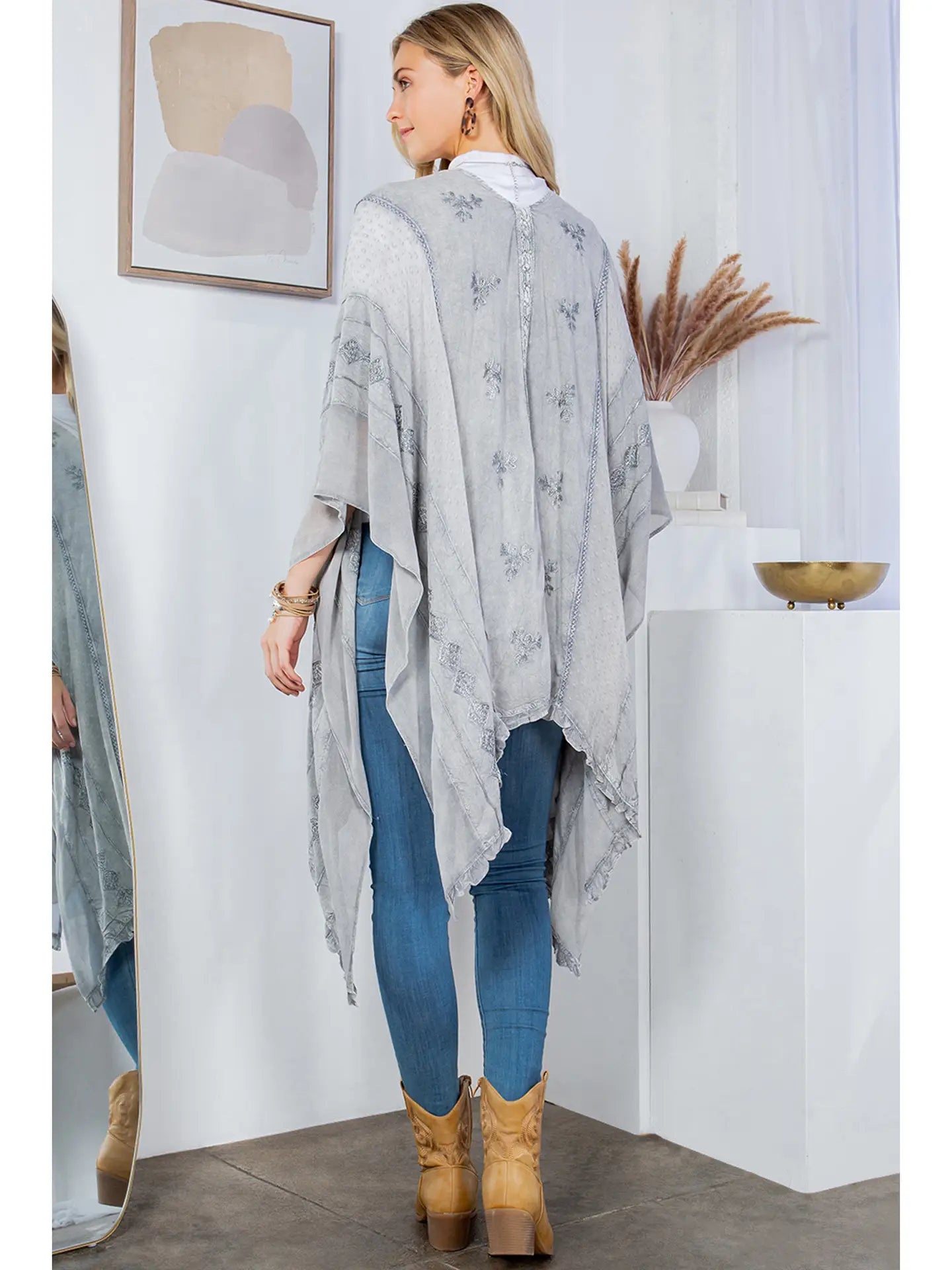 Diella's Grey Boho Poncho