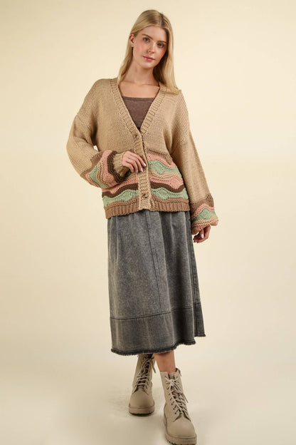 Milliana's Taupe Knit Sweater Cardigan