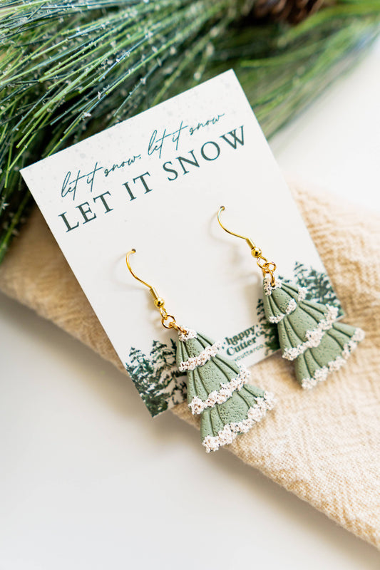 Winter Snow Tree Clay Earrings