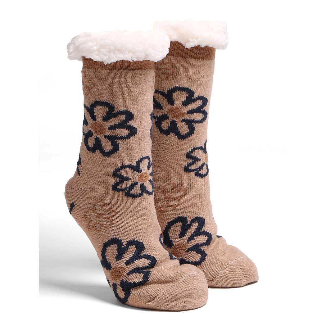 Luxury Soft Floral Slipper Mini Crew Winter Socks