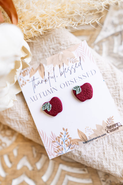 Apple Stud Earrings | Fall Clay Earrings