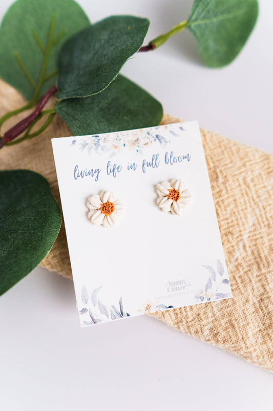 Delicate Daisy Stud Earrings | Clay Flower Stud Earrings