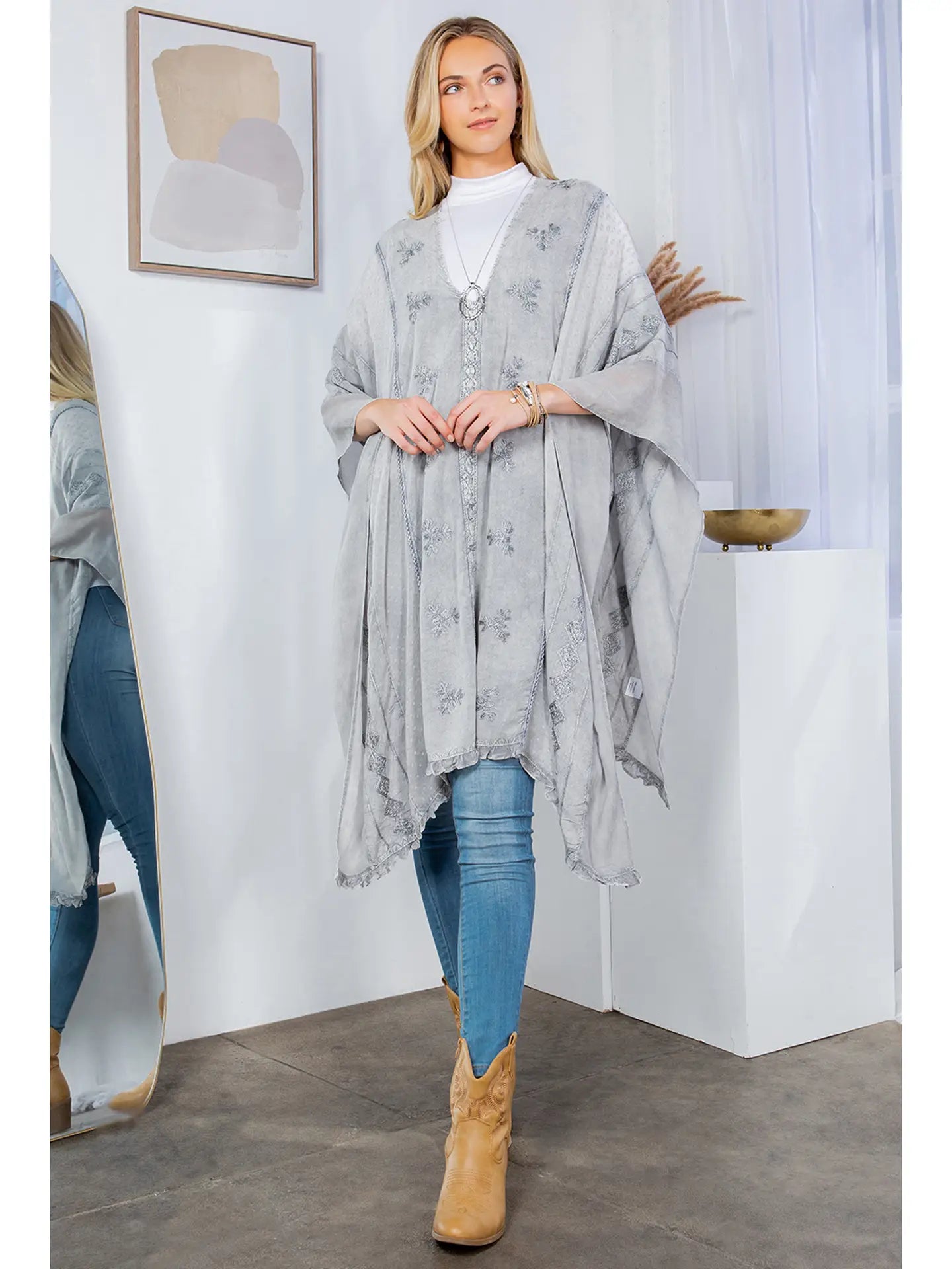 Diella's Grey Boho Poncho