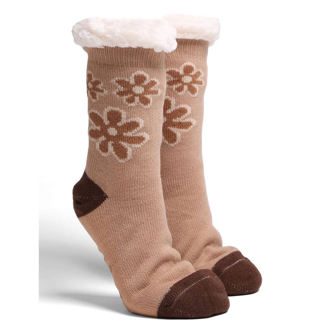 Luxury Soft Floral Slipper Mini Crew Winter Socks