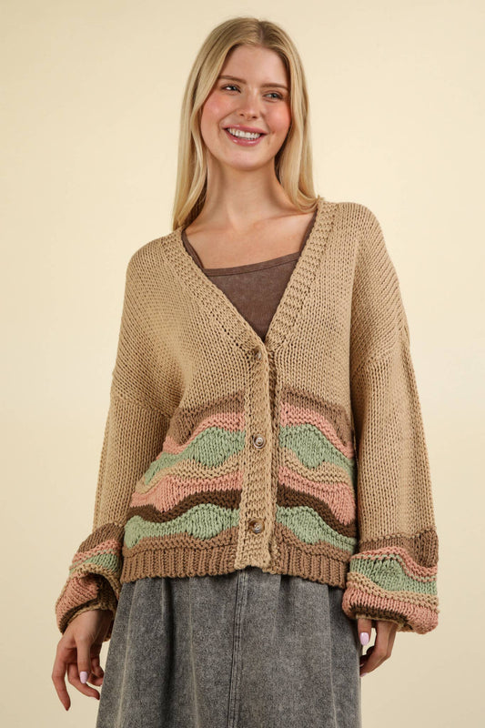 Milliana's Taupe Knit Sweater Cardigan