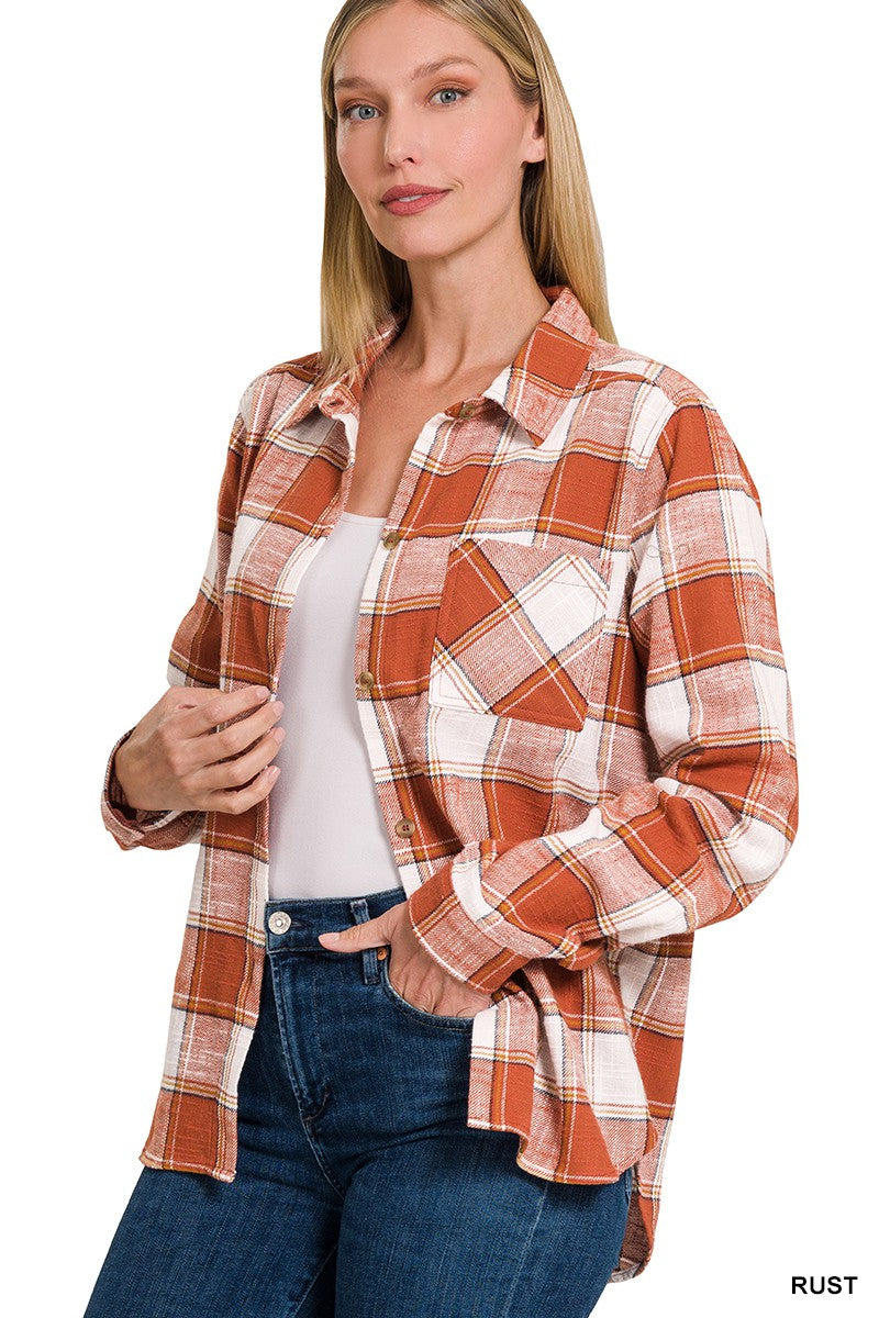 Janie's Rust Plaid Shacket