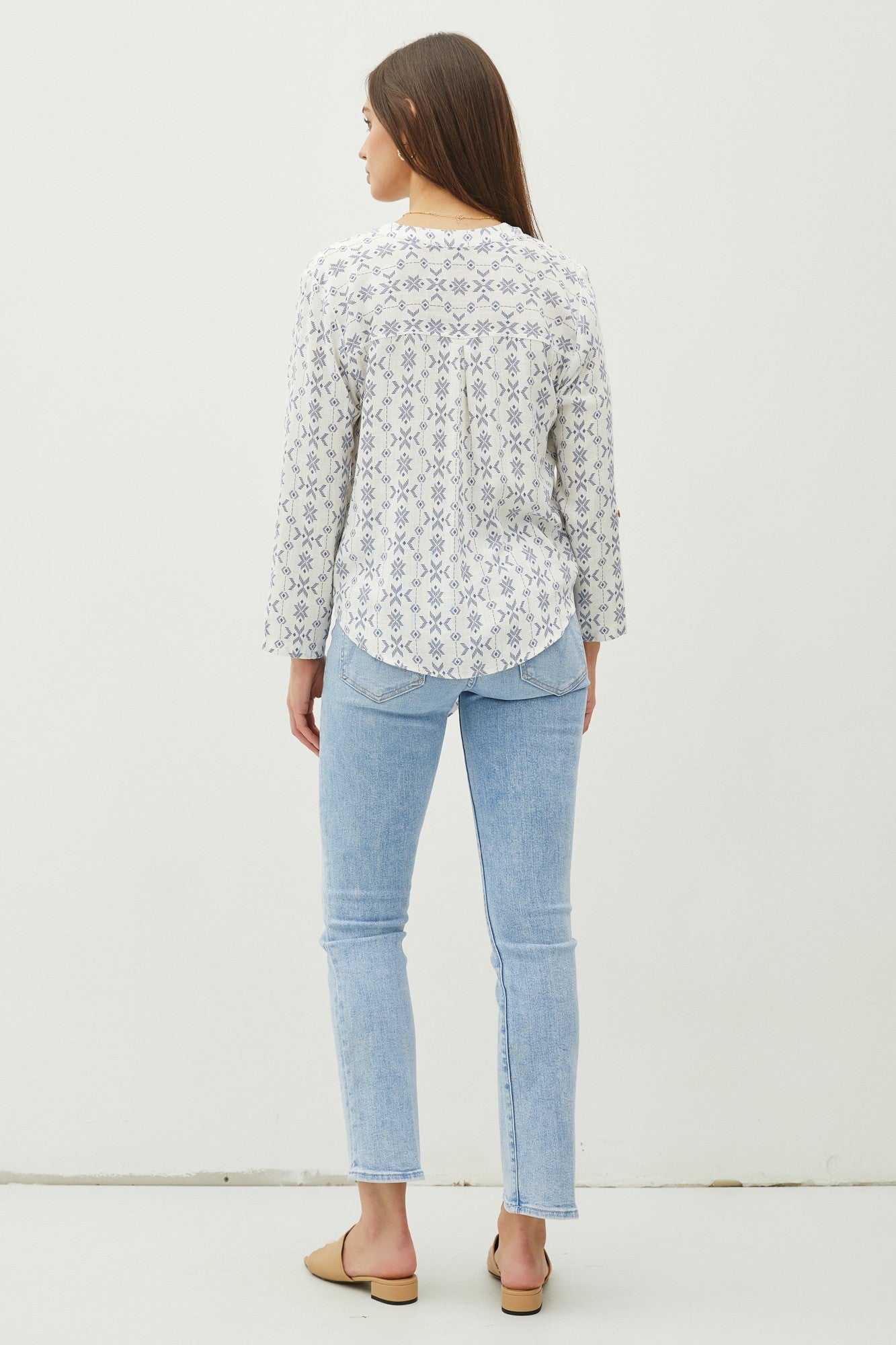 Marina's Navy Breezy Printed Top