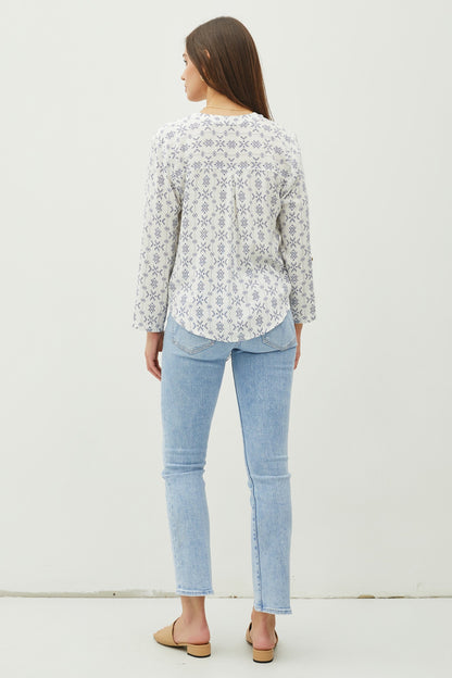 Marina's Navy Breezy Printed Top