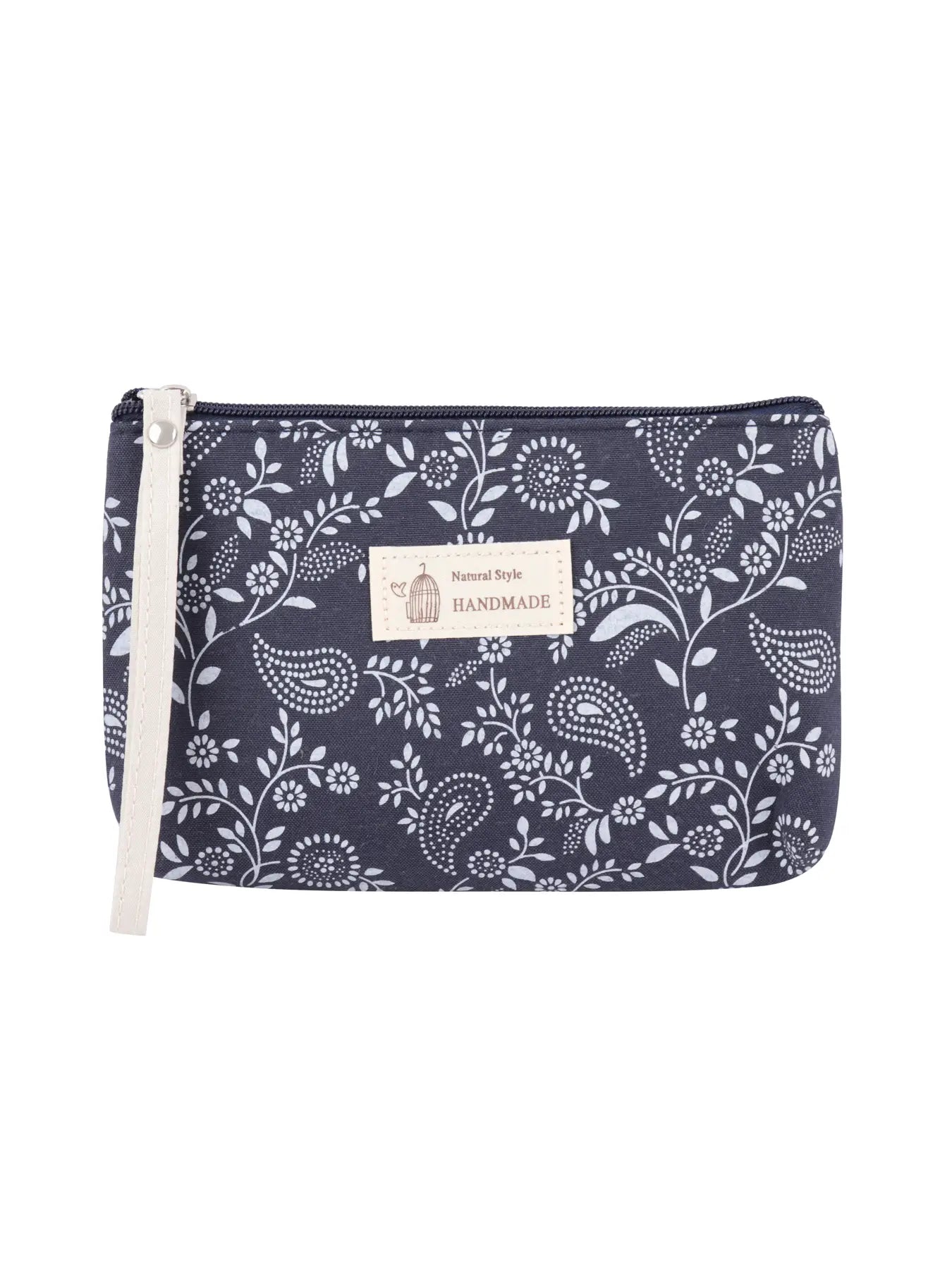 Navy Floral Paisley Cosmetic Pouch